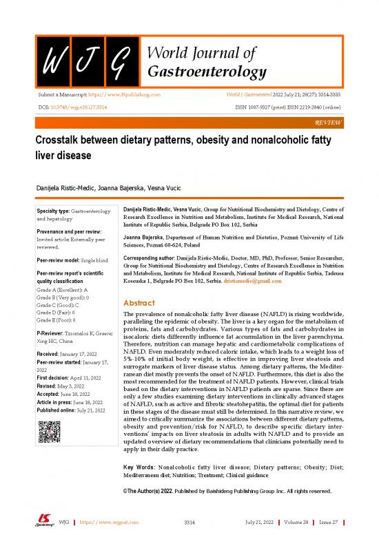 picture Fatty Liver Nutrition Therapy Pdf 142114 | Crosstalk Between Dietary Patterns Obesity And Nonalcoholic Fatty Liver Diseas
