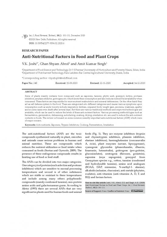 picture Anti Nutritional Factors In Food Pdf 142598 | Ijffv10n2e