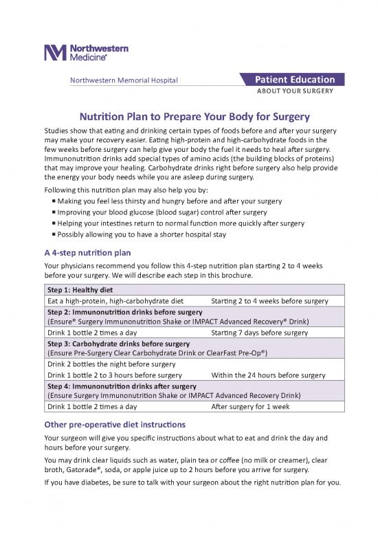 picture Immunonutrition Pdf 141395 | Northwestern Medicine Nutrition Plan To Prepare Your Body For Surgery