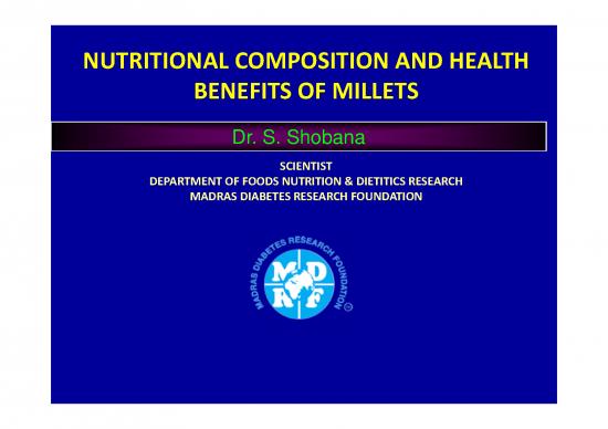 picture_Nutrition Therapy Pdf 140704 | Nutritional Composition And Health Benefits Of Millets, D S Shobana, Scientist, Mdrf, Chennai