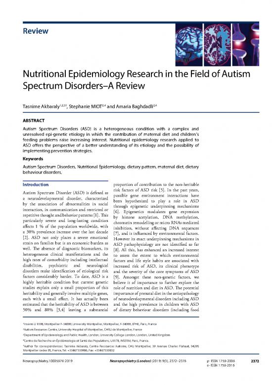 picture_Nutritional Epidemiology Research In The Field Of Autism Spectrum Disordersa Review
