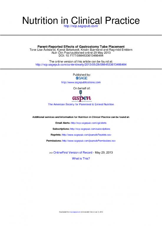 picture Nutrition In Clinical Practice Pdf 143023 | Parent Reported Effects Of Gastrostomy Tube Placement