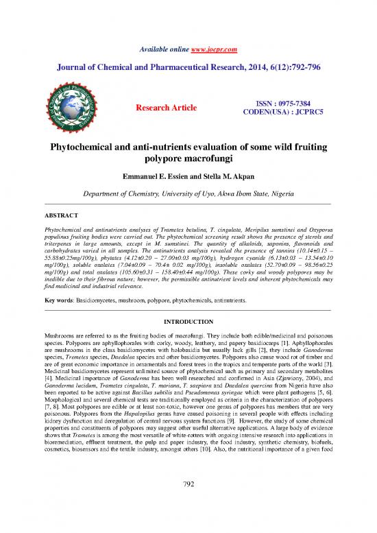 picture_Pharmaceutical Chemistry Pdf 140816 | Phytochemical And Antinutrients Evaluation Of Some Wild Fruiting Polypore Macrofungi