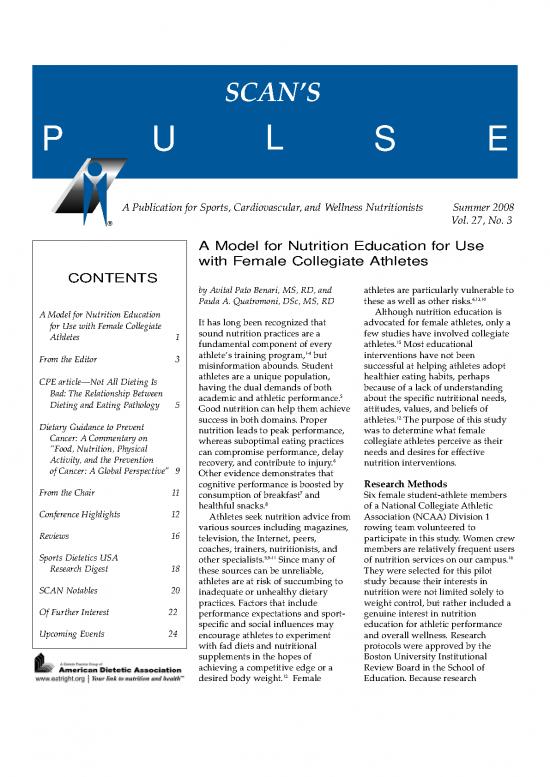 picture1_Nutrition Therapy Pdf 143162 | Scan Pulsbenariquatromona Model For Nutrition Education With Female Collegiate Athletes