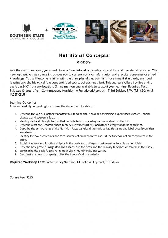 picture1_Functional Nutrition Pdf 142195 | Wits Course Outline Nutritional Concepts