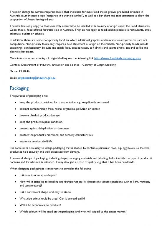 Fact Sheet Packaging And Labelling