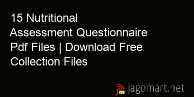 picture 15 Nutritional Assessment Questionnaire Pdf Files | Download Free Collection Files