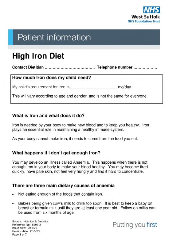 picture Foods High In Iron Pdf 144508 | 5808 1highirondietforchildren