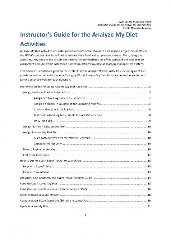 picture1_Diet Education Pdf 143647 | Analyzemydietactivitesinstructorguide