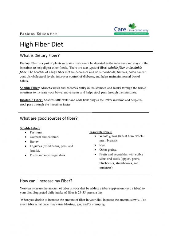 picture1_Diet Education Pdf 144187 | High Fiber Diet From Umass Memorial
