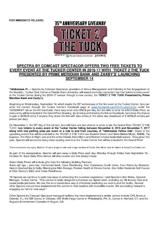 picture_News Release Spectra Offers Two Free Tickets To Every Event For A Year At Tucker Center Through Ticket 2 The Tuck 0719a5caec