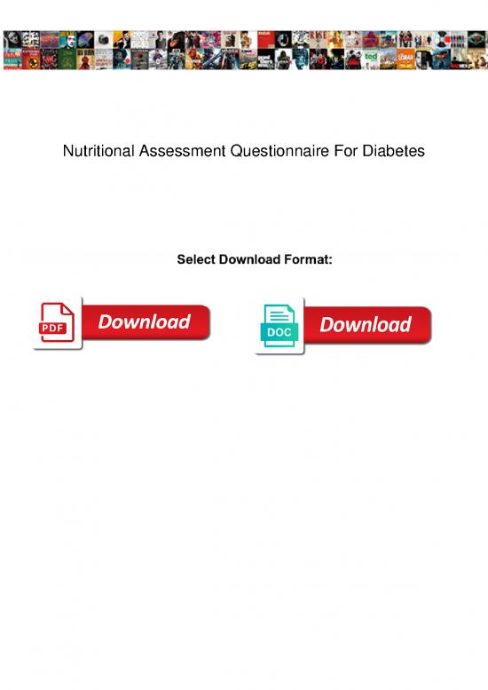 picture Nutritional Assessment Questionnaire Pdf 145337 | Nutritional Assessment Questionnaire For Diabetes