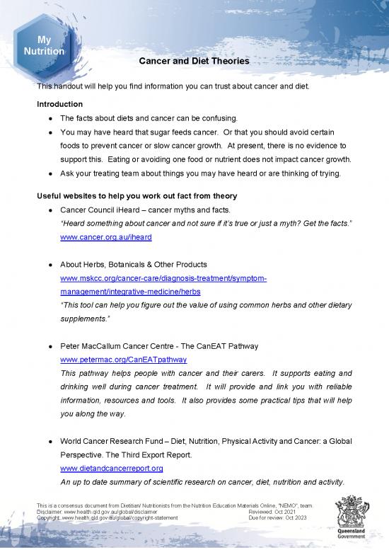 picture1_Nutrition Support Pdf 145064 | Oncol Diettheories