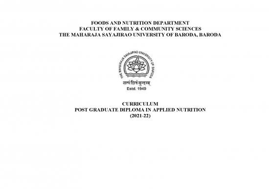 picture Nutrition Curriculum Pdf 143687 | P G Diploma In Applied Nutrition