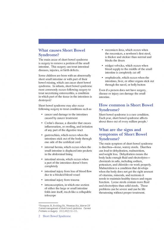 Gi Short Bowel Syndrome