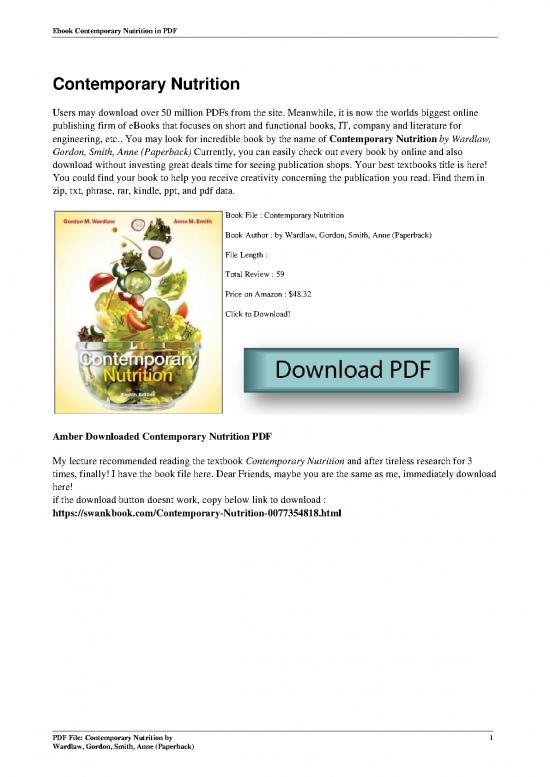 picture Nutrition Pdf Id 147207 | 0077354818 Contemporary Nutrition By Wardlaw Gordon Smith Anne Paperback