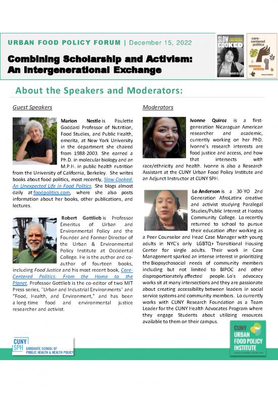 picture1_Food Politics Marion Nestle Pdf 146815 | 12 2022 Forum Speakers Moderators E Flyer V2