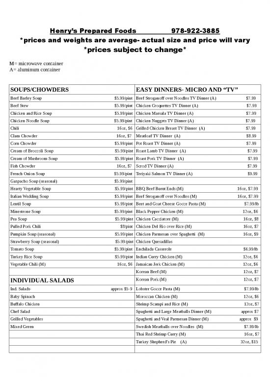 picture_2020 Henrys Prepared Foods List