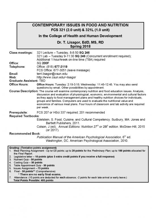 picture1_Nutrition Therapy Pdf 147997 | 321 Syllabus S 18 Lisagor