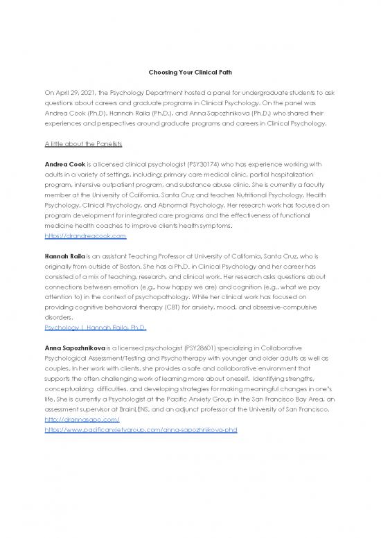 picture Nutritional Psychology Pdf 147576 | Choosing Your Cliniical Path Panel Notes