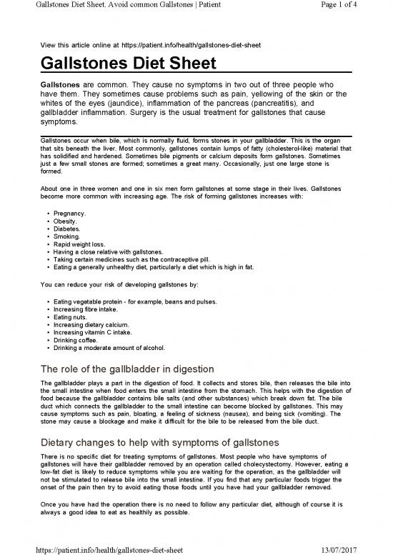 picture Printable Pancreatitis Diet Pdf 146614 | Gallstones Diet Sheet