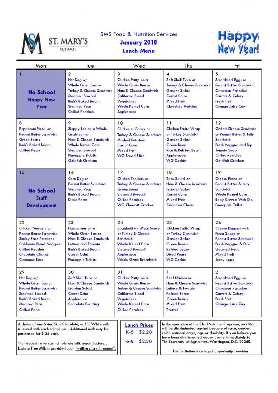 picture1_Bush Chicken Nutrition Pdf 146373 | January 2018 Menu