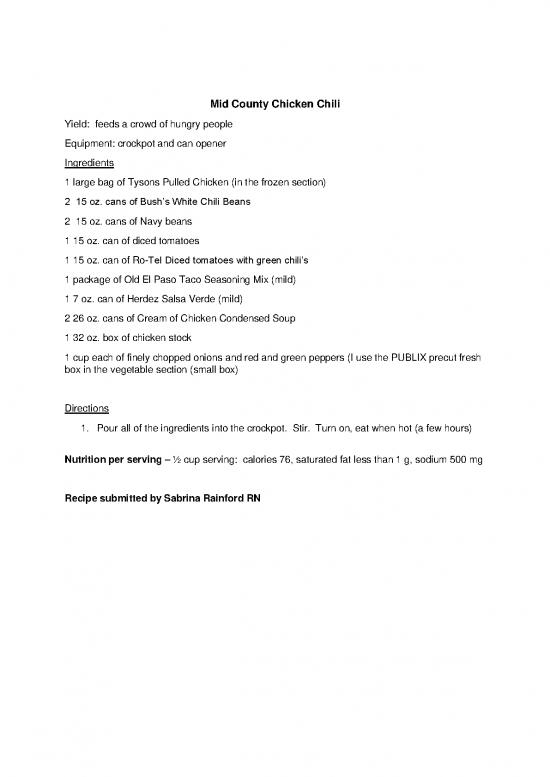 picture1_Bush Chicken Nutrition Pdf 146306 | Mid County Chicken Chili