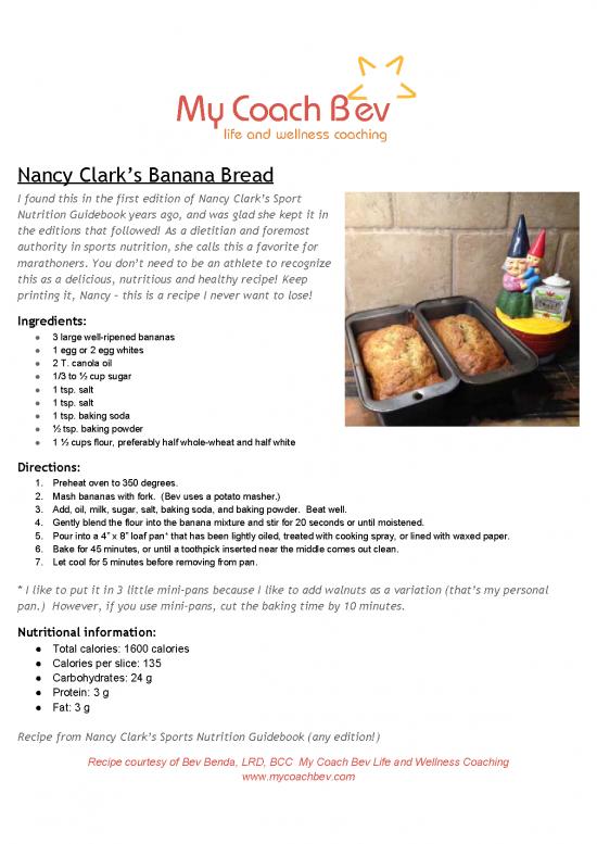 picture Nancy Clark Sports Nutrition Guidebook Pdf 146265 | Nancy Clark’s Banana Bread