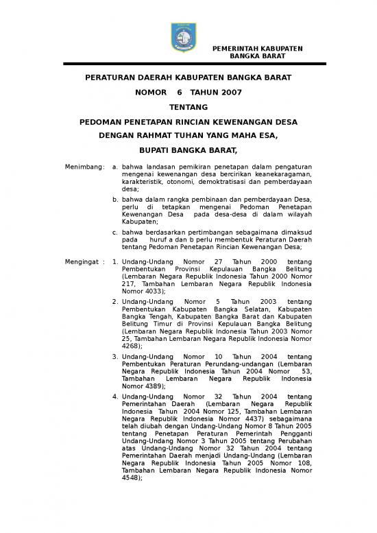 picture_Download Word Excel 2007 13403 | Perda Nomor 6 Ttg Pedoman Penetapan Rincian  Kewenangan Desa