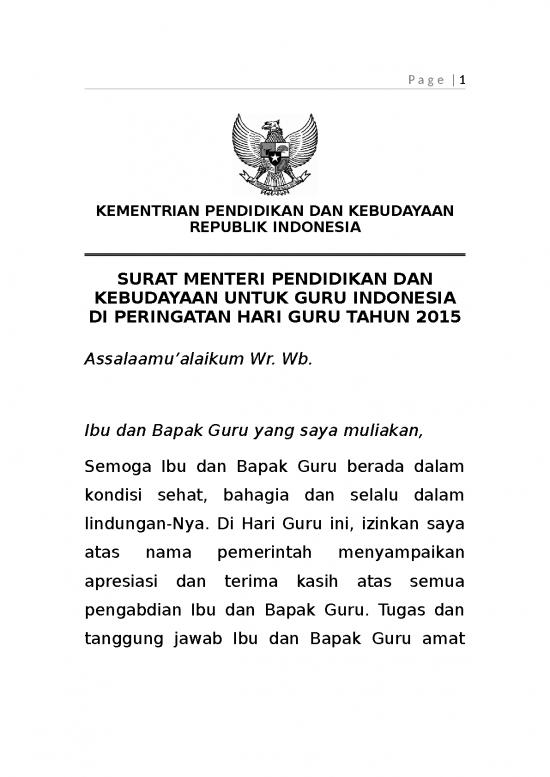 picture Surat Untuk Guru Id 13500 | Sambutan Mendikbud Pada Hari Guru 2015 Ttd