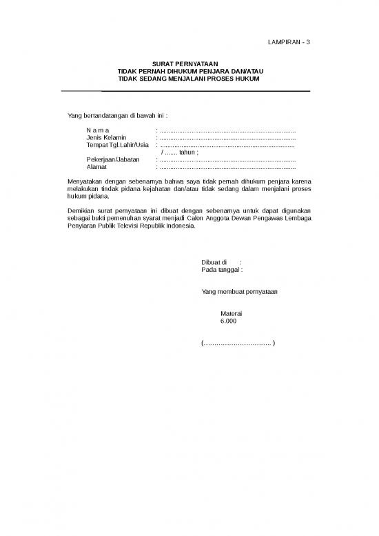 picture_File - Surat Pernyataan Id 13644 | Lampiran 3   Tidak Pernah Dipenjara