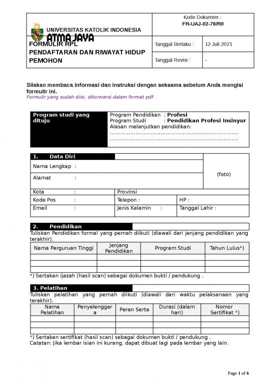 picture_Pendidikan Pdf 14170 | Form Rpl Pendaftaran Dan Riwayat Hidup