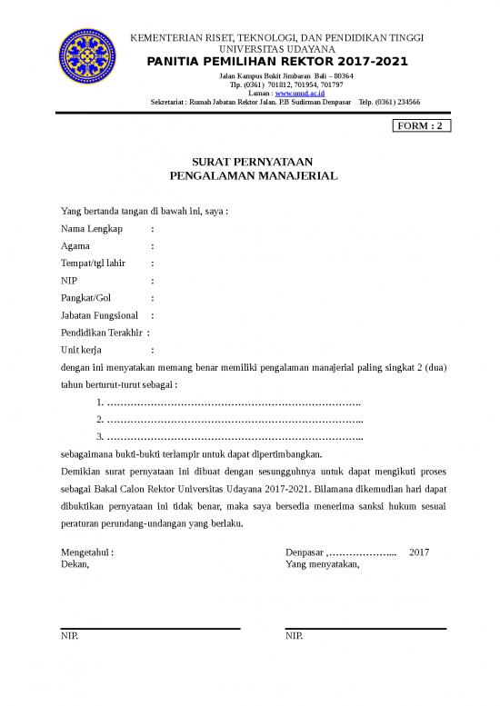 File Surat Pernyataan Id 14191 Form Surat Pernyataan Pengalaman Manajerial 