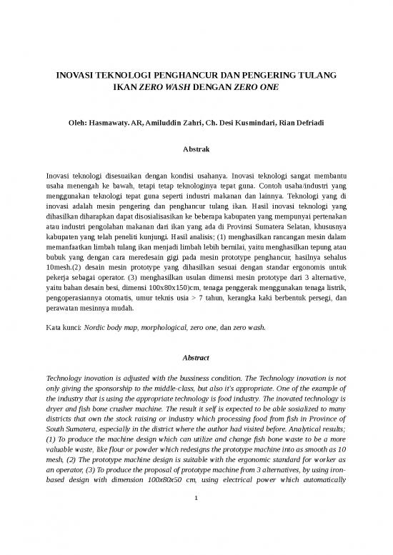 picture_Presentasi Usaha 14222 | Jurnal Tekno Inovasi Teknologi Pengering Dan Penghancur Tulang Ikan Patin Bahan Baku Sambel Salai Zero Wash 2019