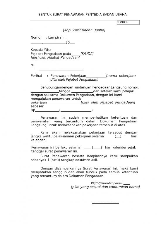 picture_Bentuk Surat Penawaran Penyedia Badan Usaha | File - Surat Penawaran Id 15410