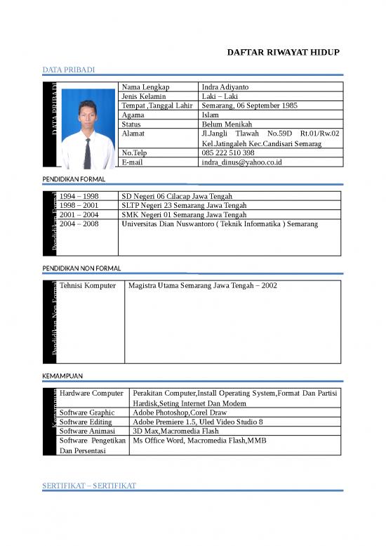 Contoh Daftar Riwayat Hidup File Daftar Riwayat Hidup Id 15631