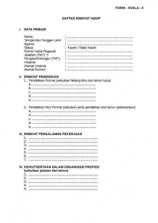 picture Form Evala 3 Drh | File - Daftar Riwayat Hidup Id 15751
