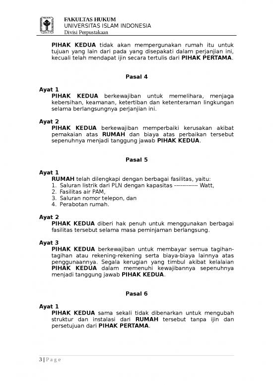 Contoh Surat Perjanjian Pinjam Meminjam Rumah Fh Uii 1771