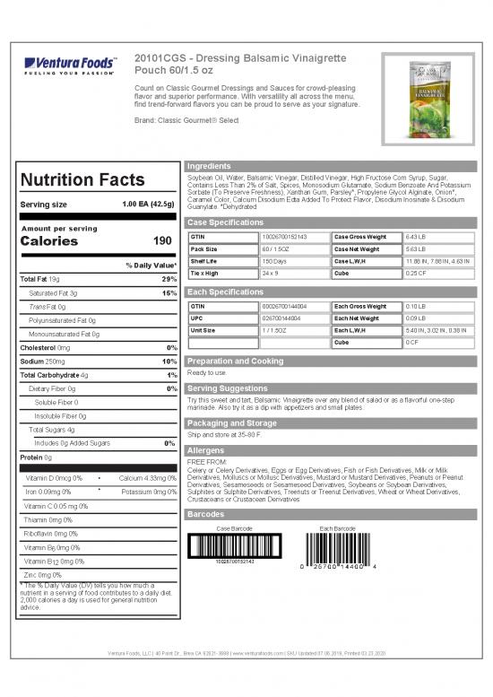picture Gourmet Nutrition Pdf 148760 | 125pc34715 Dressing Bals Vin 60 5z Classic Gourmet Balsamic