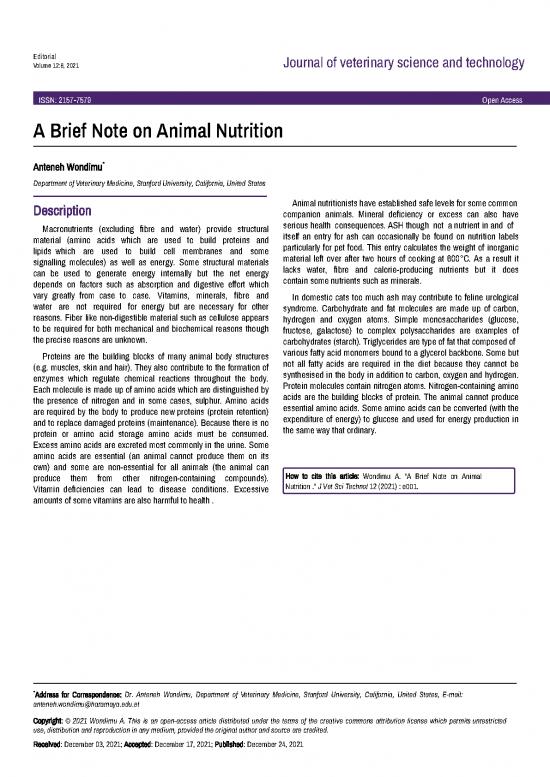 picture Nutrition Therapy Pdf 148228 | A Brief Note On Animal Nutrition