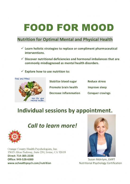 picture Nutritional Psychology Pdf 148463 | Mcintyre Food For Mood Resource