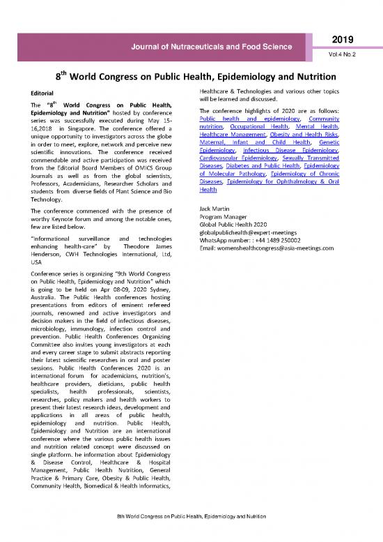 picture1_Science Of Nutrition Pdf 149447 | P8th World Congress On Public Health Epidemiology And Nutritionp