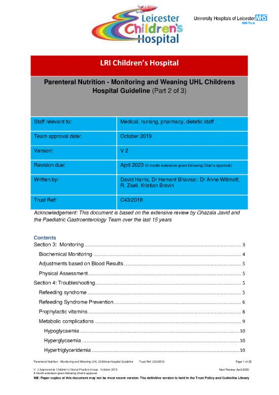 picture_Nutrition Assessment Template 149644 | Parenteral Nutrition   Monitoring And Weaning Uhl Childrens Hospital Guideline
