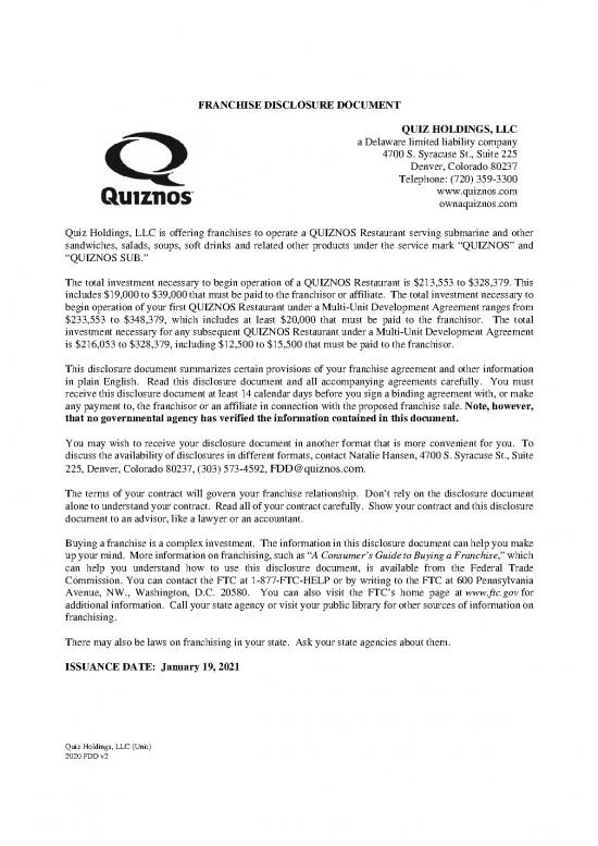 picture_Agreement Sample 150449 | Quiznos