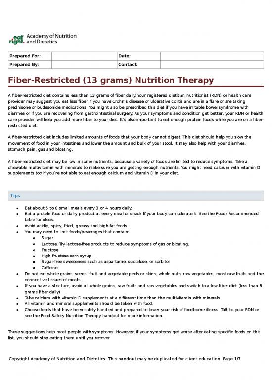 picture_Protein Diet Pdf 148241 | Restricted Fiber 13gms Nutrition Therapy