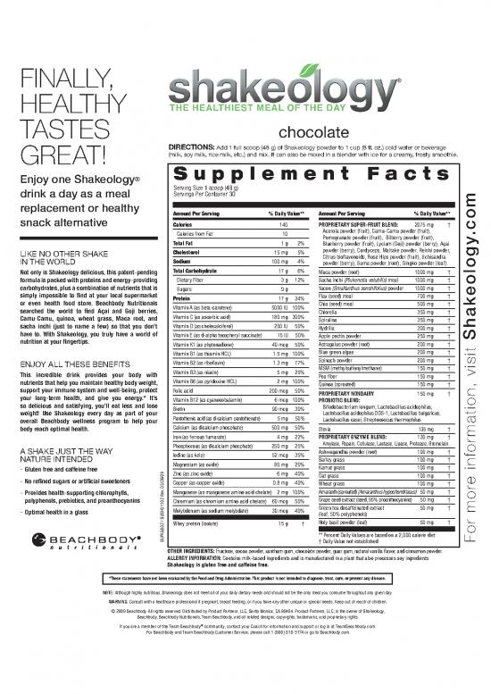 picture_Shakeology Chocolate Ingredients
