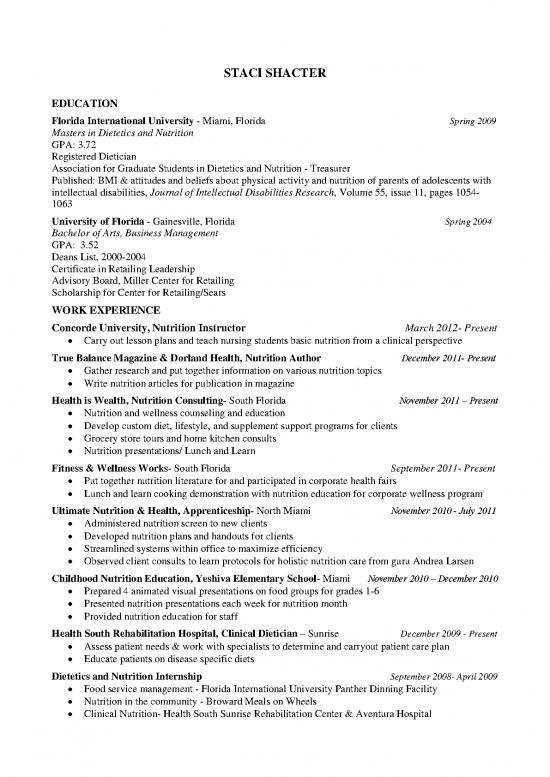 picture Nutrition Research Pdf 149756 | Staci Shacter Resume
