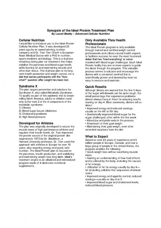 picture_Nutrition Therapy Pdf 148629 | Synopsis Of The Ideal Protein Treatment Plan