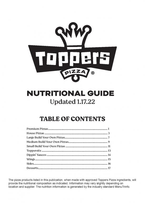 picture1_Nutrition Information Pdf 150572 | Toppers Nutritional Guide 2022