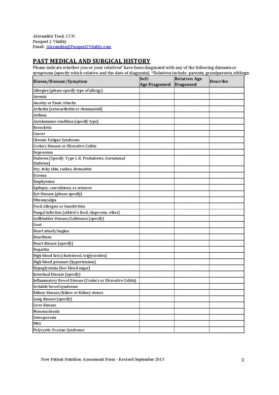 Nutrition Assessment Template